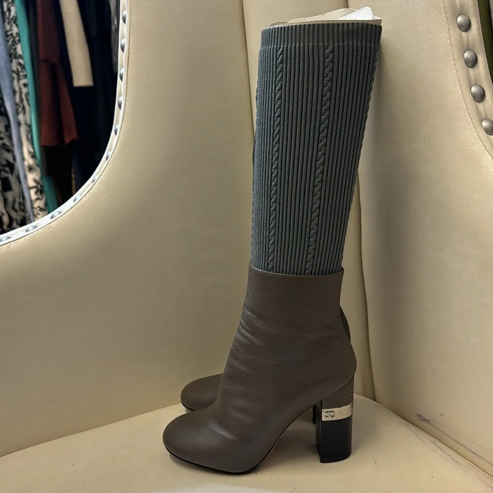 Chanel 2016 Interlocking CC Logo Sock Boots - Picture 2 of 7